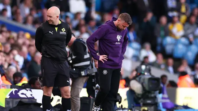 Wolverhampton Wanderers Manager Rob Edwards looks on