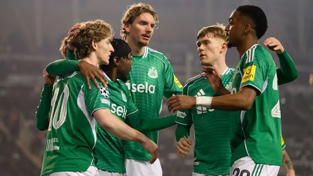 Newcastle players celebrating