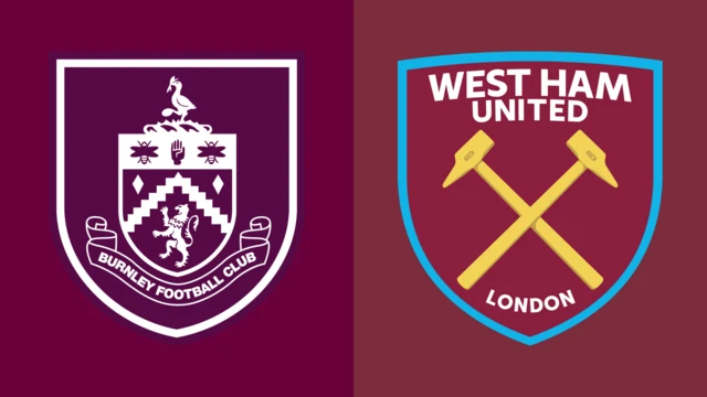 Side-by-side of Burnley and West Ham United club badges
