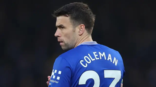 Seamus Coleman looks on for Everton