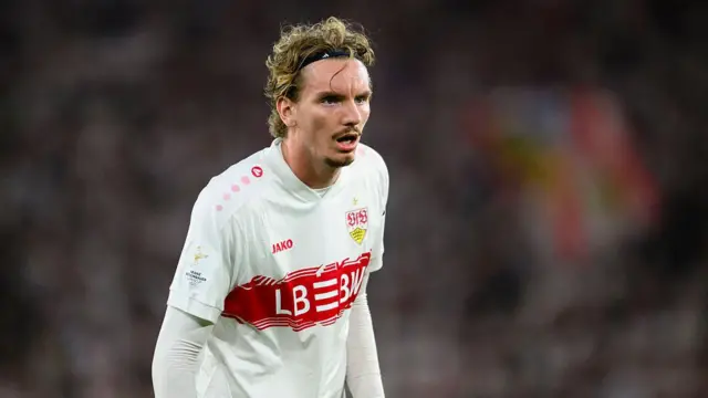 Nick Woltemade of Stuttgart in action