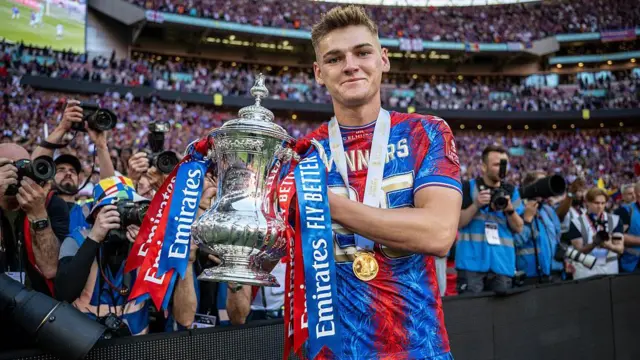 Justin Devenny with FA Cup trophy
