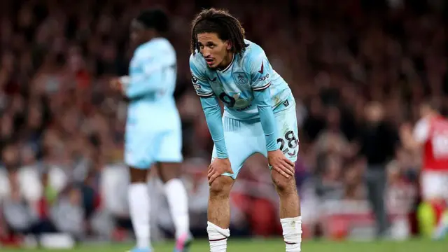 Hannibal Mejbri of Burnley reacts during the Premier League match between Arsenal and Burnley.