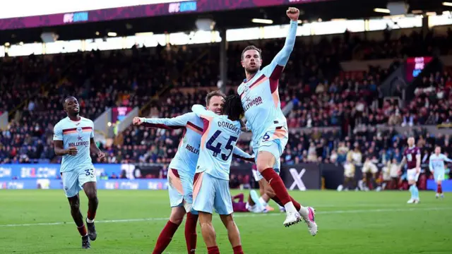 Brentford players celebrate