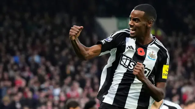 Alexander Isak celebrates a goal for Newcastle