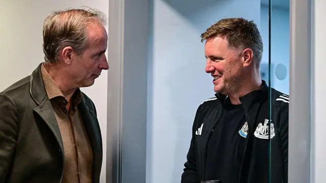 Newcastle United CEO David Hopkinson meets Newcastle United head coach Eddie Howe