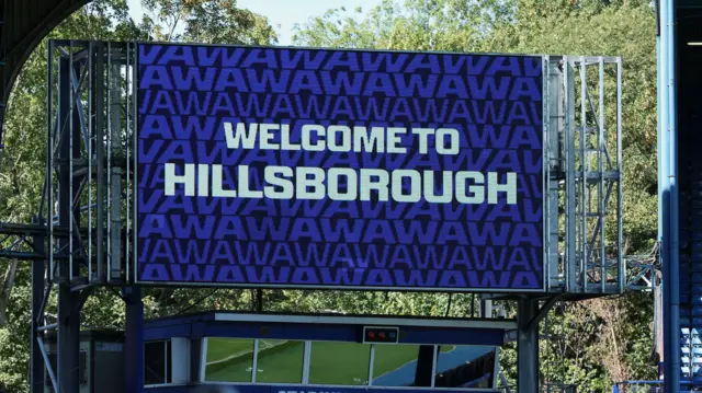 One of the big screens at Sheffield Wednesday's Hillsborough Stadium home