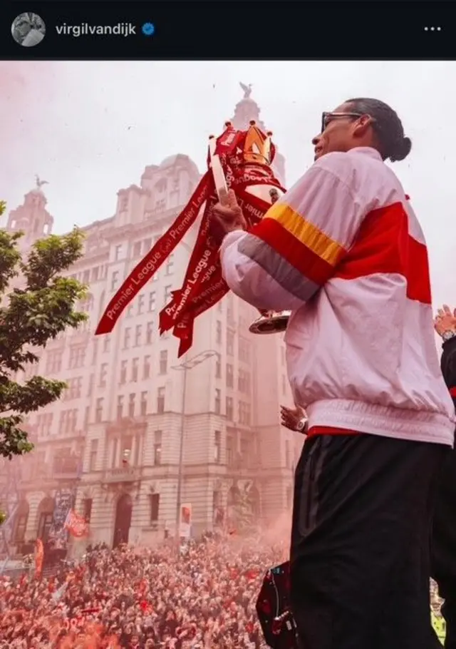 Instagram post from Virgil van Dijk at the Liverpool FC title parade