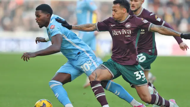 Ronald tackles Ephron Mason-Clark during Swansea's defeat at Coventry in December 