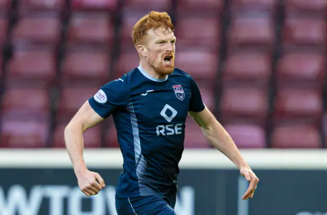  Ross County's Simon Murray celebrates scoring to make it 2-0 during a cinch Premiership match between Motherwell and Ross County at Fir Park