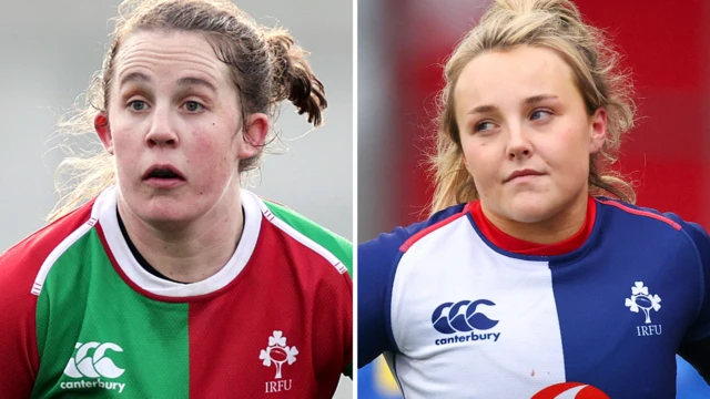 Enya Breen in action for Clovers and Aoife Dalton playing for Wolfhounds