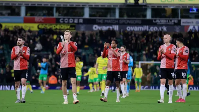 Southampton players applaud fans