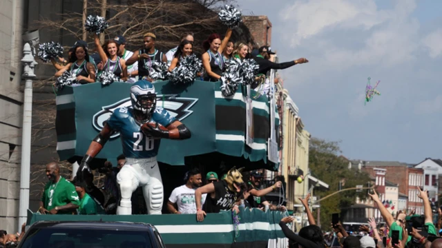 A float during the parade before Super Bowl 59