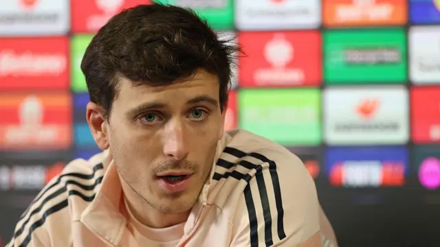 Pau Torres in an Aston Villa news conference