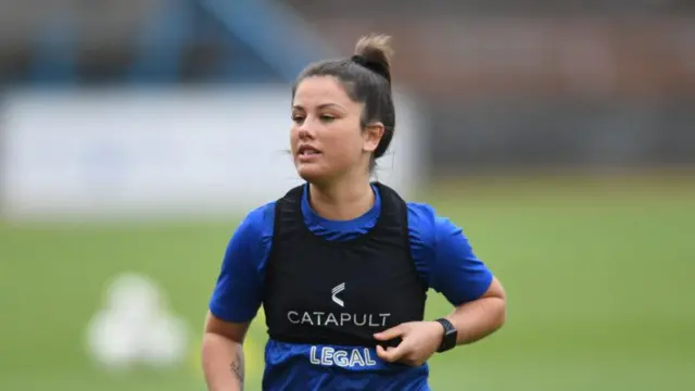 Caley Gibb warming up for Spartans during a SWPL Cup semi final match between Glasgow City and Spartans at Forthbank Stadium, on November 14, 2021, in Stirling, Scotland.  (Photo by Mark Scates / SNS Group)