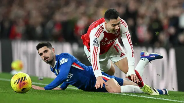 Pedro Neto fouls Gabriel Martinelli as Chelsea face Arsenal
