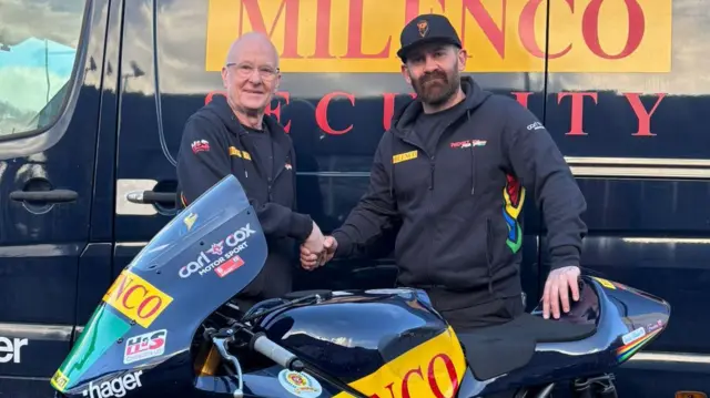 Team owner Clive Padgett with Yorkshire rider Jamie Coward