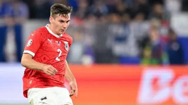 Max Wober in action for Austria at Euro 2024