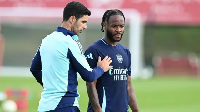 Mikel Arteta and Raheem Sterling