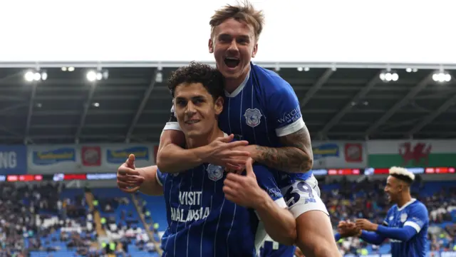 Isaak Davies and Yousef Salech celebrate earlier this season 