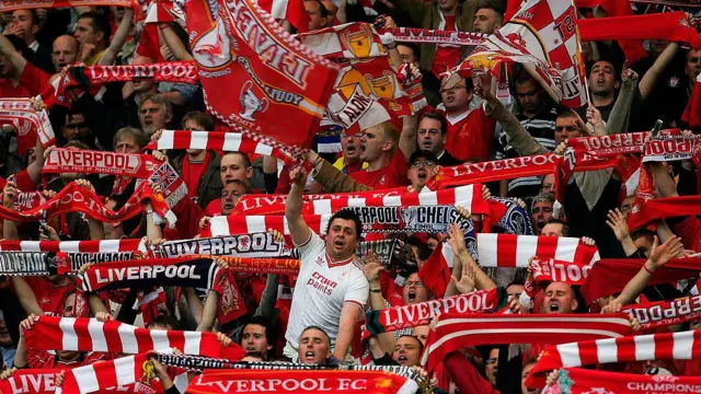 The Kop in 2005 for Liverpool v Chelsea in the Champions League