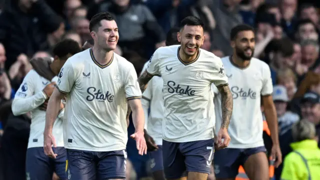 Michael Keane and Dwight McNeil playing for Everton