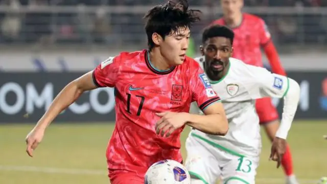 Stoke City's Bae Junho in action for South Korea against Oman