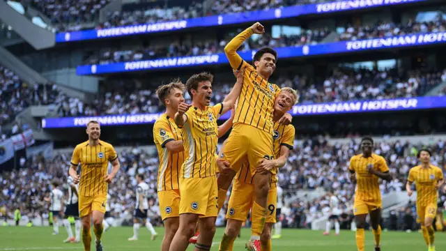 Diego Gomez celebrates scoring at Tottenham Hotspur Stadium