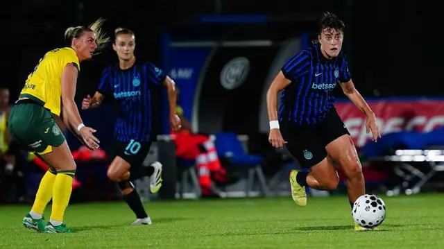 Elisa Polli of FC Internazionale Women runs with the ball during the UEFA Europa Cup Women