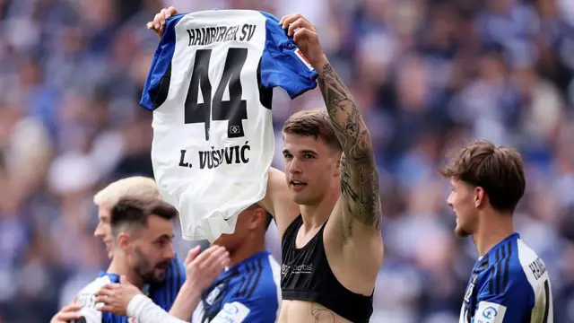 Luka Vuskovic celebrating 