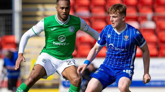 Hibernian's Jordan Obita and St Johnstone's Fran Franczak