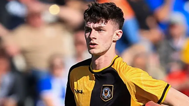 Cameron Evans in action for Newport County