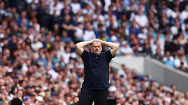Tottenham Hotspur Manager Ange Postecoglou reacts