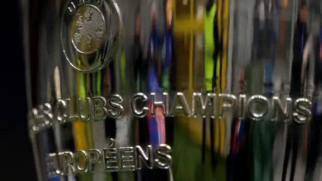 Close up of the Champions League trophy