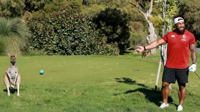 Bundee Aki during the British and Irish Lions golf day 