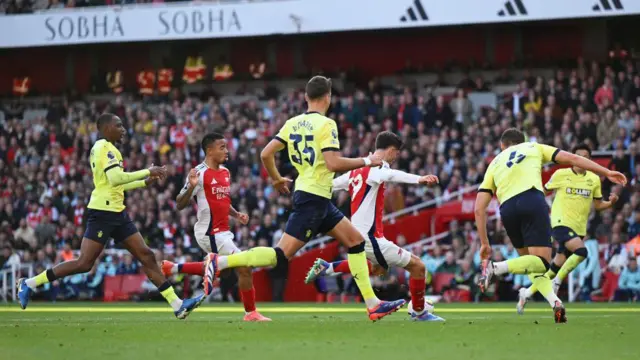 Kai Havertz of Arsenal scores his team's first goal