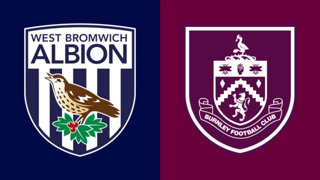 The West Bromwich Albion and Burnley club crests side by side
