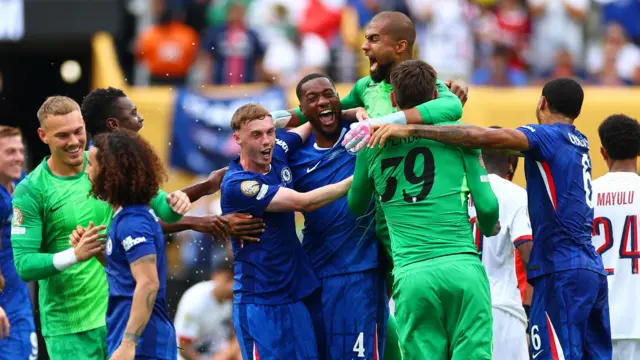 Chelsea players celebrate after Club World Cup win