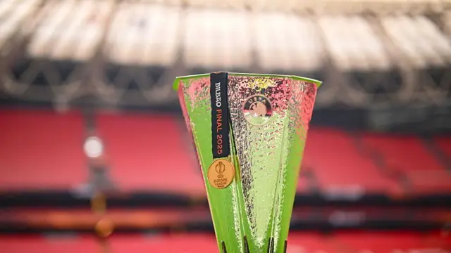 General view of Europa League trophy and medal