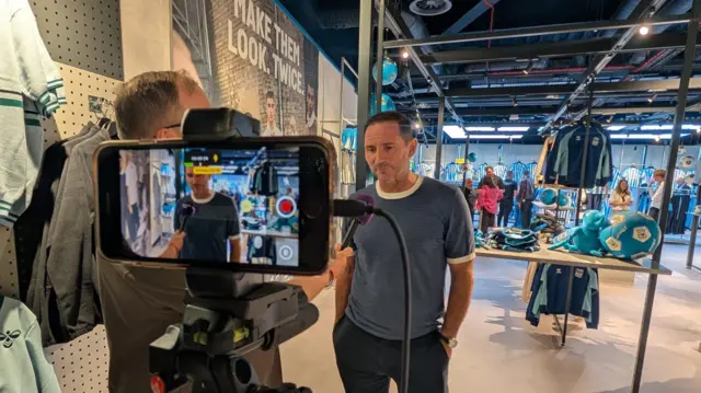 Frank Lampard speaking to BBC CWR at the new COV Store