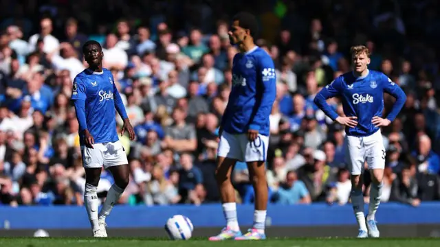 Everton players look dejected