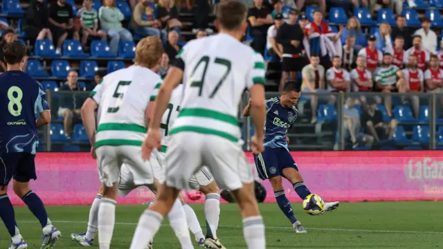 Ajax winger Steven Berghuis scores against Celtic