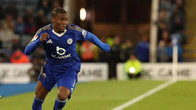 Leicester City's Abdul Fatawu in action