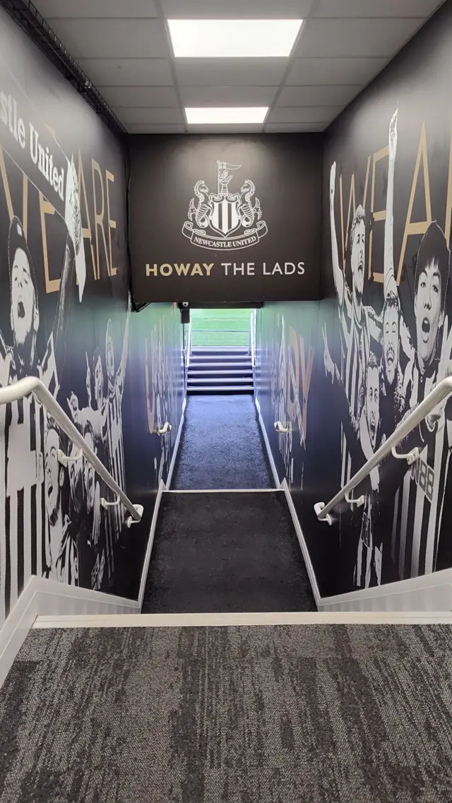 An image of Newcastle United's tunnel at St James' Park