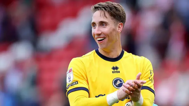Steven Benda celebrates a Millwall win