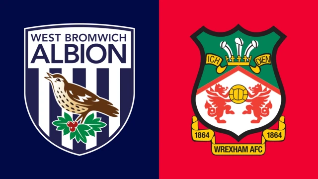 The club badges of West Bromwich Albion and Wrexham side by side.