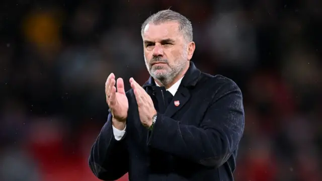 Tottenham Hotspur boss Ange Postecoglou applauds Spurs fans