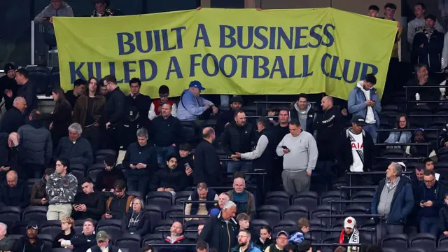 Tottenham supporters protest inside the stadium
