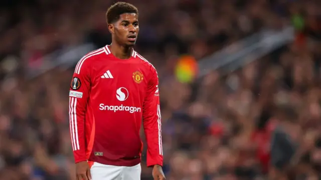 Manchester United's Marcus Rashford  during the Europa League match between Manchester United and FC Twente at Old Trafford.