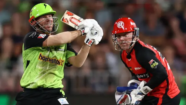 David Warner plays a shot for Sydney Thunder